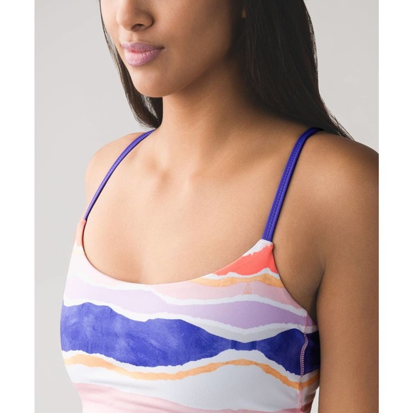 Lululemon Tank Top 4 Dancing Warrior Fitted Strappy Bleacher Stripe Athletic - Picture 14 of 14